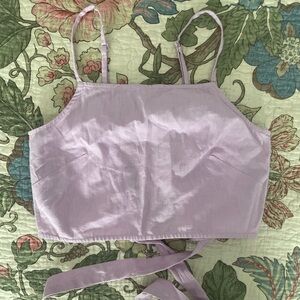 Lilac Organic Tie Crop Top Cotton Linen Blend